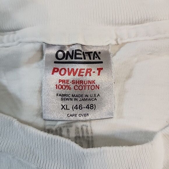 Vintage ONEITA PowerT Duppywear Jamaican TShirt Island Style White Single Stitch - Picture 12 of 16